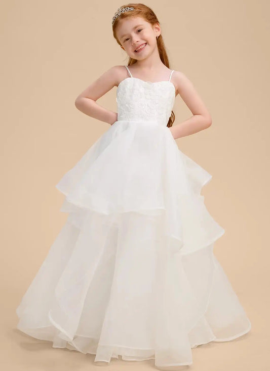 Elegant A Line Sweetheart Spaghetti Strap Zipper Back Floor Length Girls Formal Dress