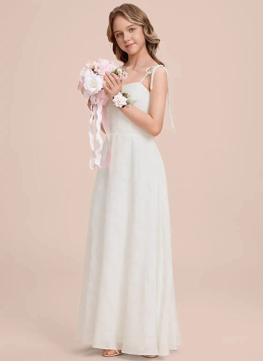 Elegant A Line Sweetheart Sleeveless Open Back Maxi Junior Bridesmaid Dress