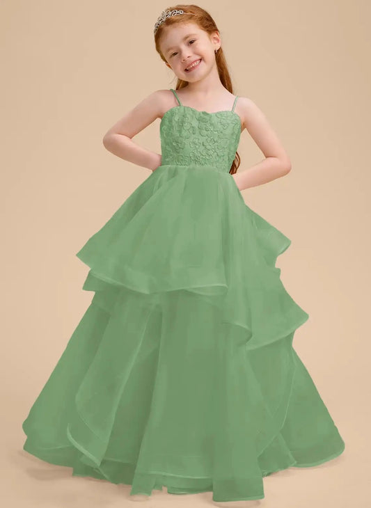 Elegant A Line Sweetheart Spaghetti Strap Zipper Back Floor Length Girls Formal Dress