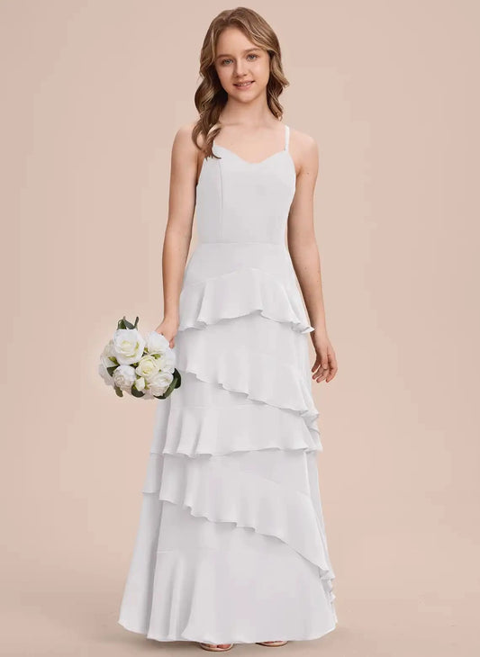 Elegant A Line Sweetheart Sleeveless Zipper Back Floor Length Junior Bridesmaid Dress