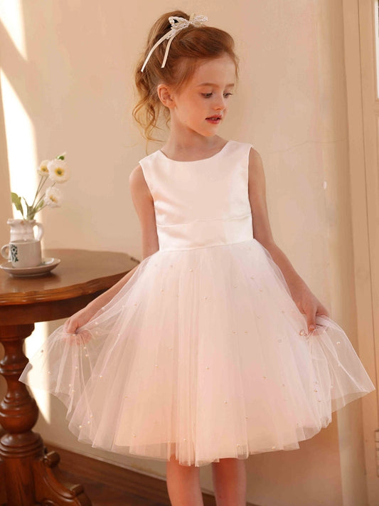 Elegant A?Line Round Neck Sleeveless V?Back Knee?Length First Communion Dress