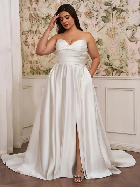 Elegant A-Line Sweetheart Sleeveless Sheer Back Floor Length Wedding Dress
