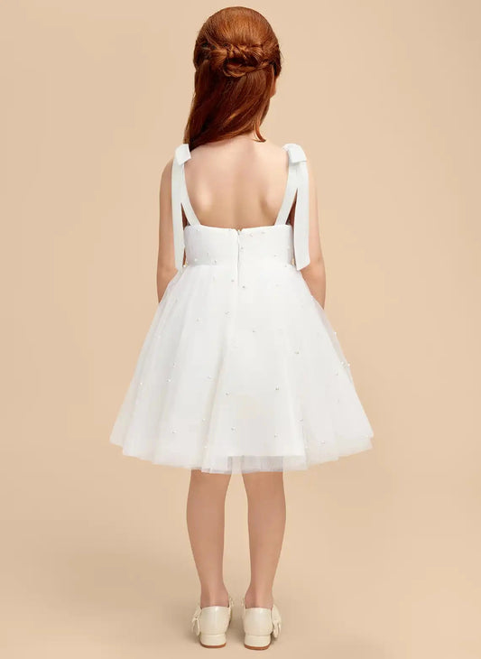 Elegant A?Line Sweetheart Spaghetti Strap Open?Back Knee?Length First Communion Dress