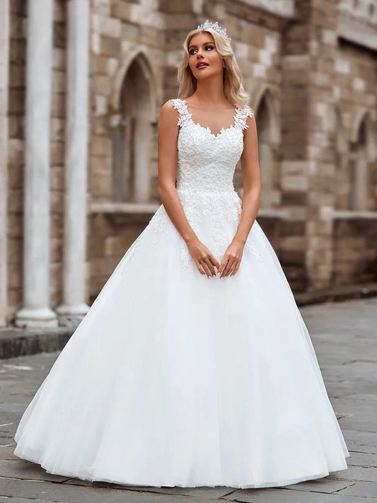 Romantic Ball Gown Sweetheart Sleeveless Lace Up Floor Length Wedding Dress