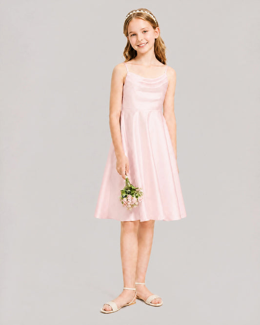 Elegant A Line Cowl Neck Sleeveless Zip Back Knee Length Dress Wedding