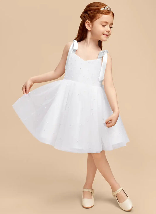 Elegant A?Line Sweetheart Spaghetti Strap Open?Back Knee?Length First Communion Dress