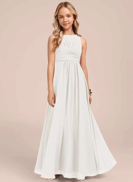 Elegant A Line High Neck Sleeveless Back Floor Length First Communion Dress