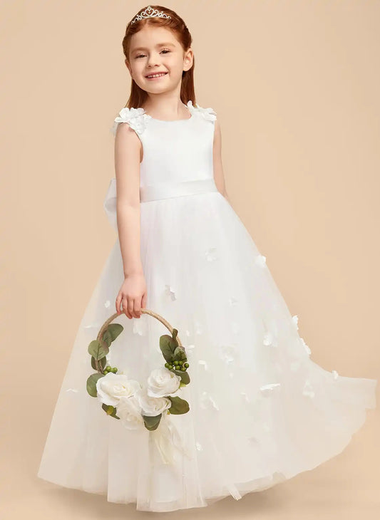 Elegant A Line Round Neck Sleeveless Zipper Back Floor Length First Communion Dress