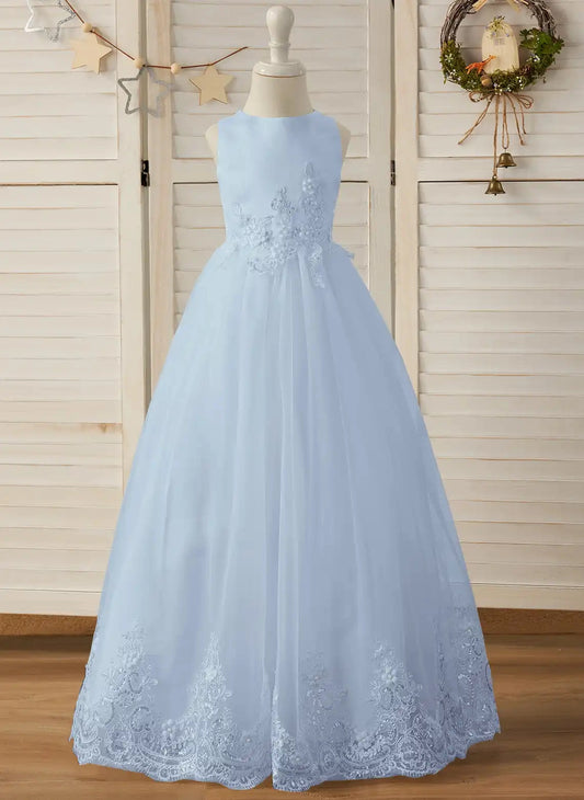 Elegant A Line Round Neck Sleeveless Button Back Floor Length First Communion Dress