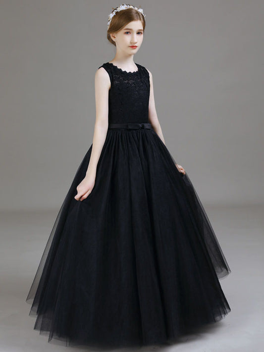 Elegant A Line Scalloped Neck Sleeveless Zipper Back Floor Length Formal Dress