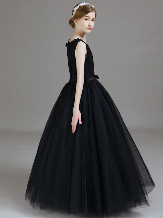Elegant A Line Scalloped Neck Sleeveless Zipper Back Floor Length Formal Dress