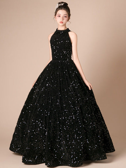 Glamorous Ball Gown High Neck Sleeveless Classic Back Floor Length Pageant Dress