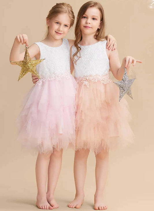 Sweet A Line Round Neck Sleeveless Back Zip Knee Length Party Dress