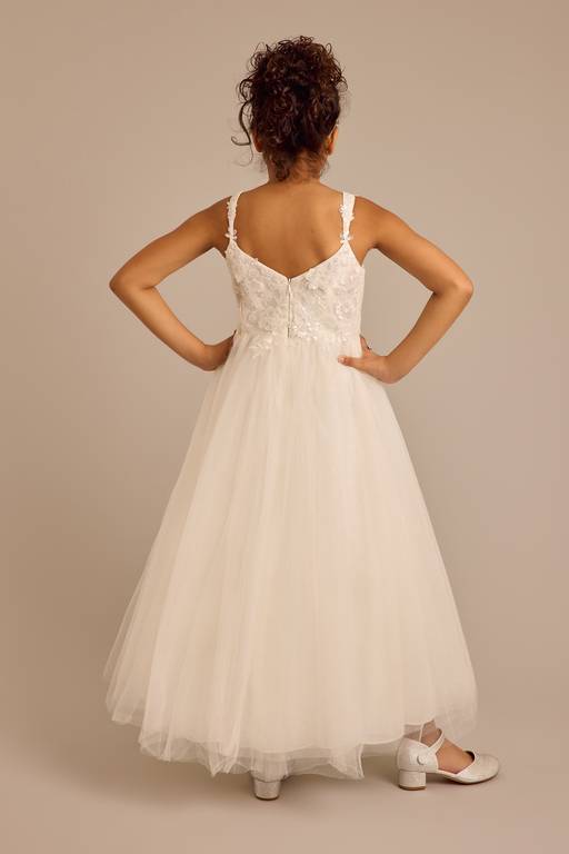 Romantic A-Line Sweetheart Spaghetti Strap Lace Tulle Flower Girl Dress