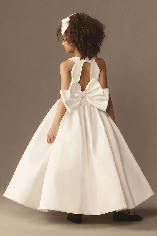 Graceful Ballgown Round Neck Sleeveless Keyhole-Back Ankle-Length Flower Girl Dresses