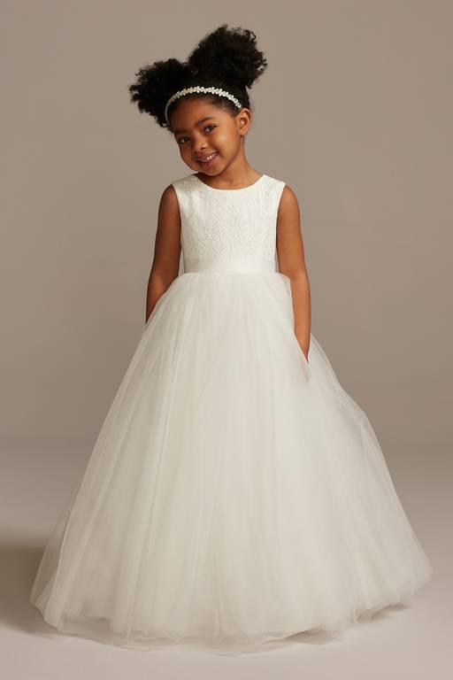 Elegant A-Line Lace Sleeveless Heart Cutout Back Flower Girl Dress