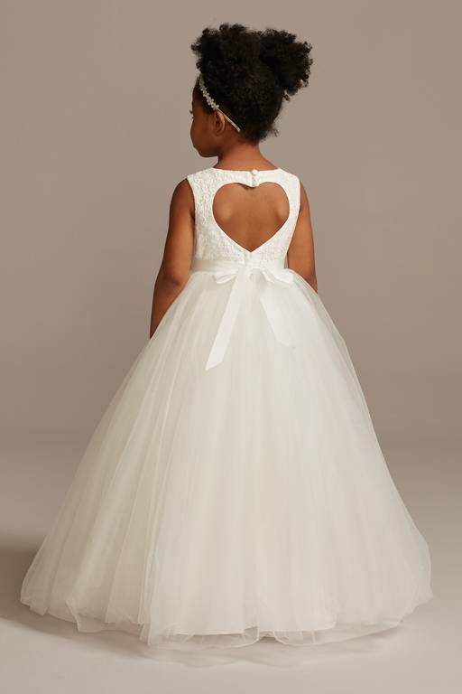 Elegant A-Line Lace Sleeveless Heart Cutout Back Flower Girl Dress