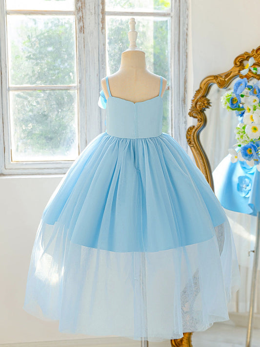 Charming A-Line Straight Neck Sleeveless Zipper Back High-Low Flower Girl Dress