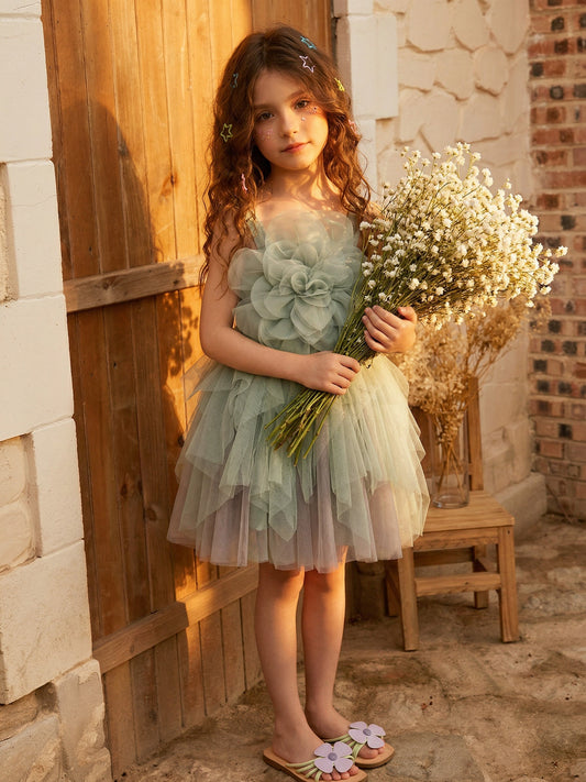 Elegant A-Line Square Neck Sleeveless Bow Back Flower Girl Dress