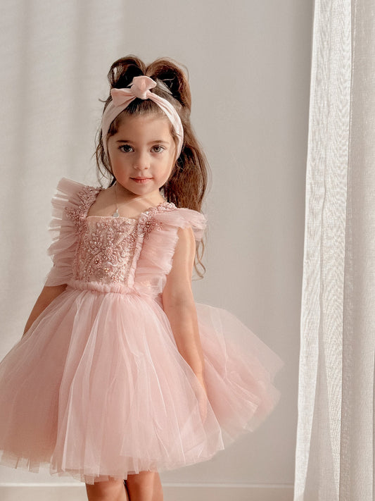 Romantic A-Line Square Neck Ruffle Sleeveless Open Back Flower Girl Dress