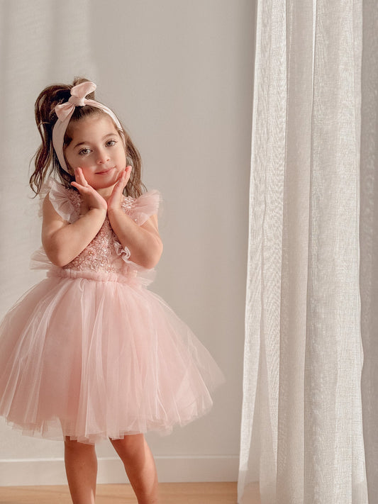 Romantic A-Line Square Neck Ruffle Sleeveless Open Back Flower Girl Dress
