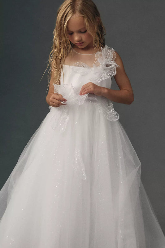 Dreamy Ballgown Illusion Neckline Sleeveless Floor-Length Flower Girl Dresses