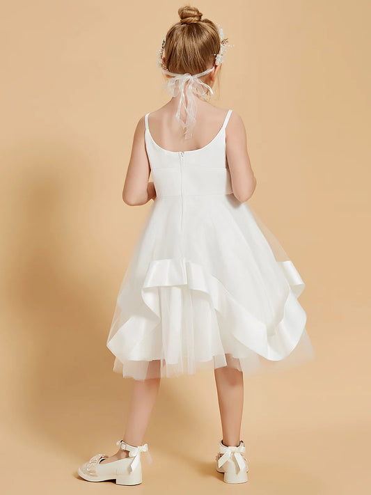 Playful A-Line Square-Neck Sleeveless Scoop-Back Knee-Length Flower Girl Dresses