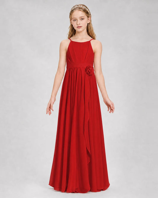 Elegant A Line Scoop Neck Sleeveless Zipper Back Maxi Wedding Dress