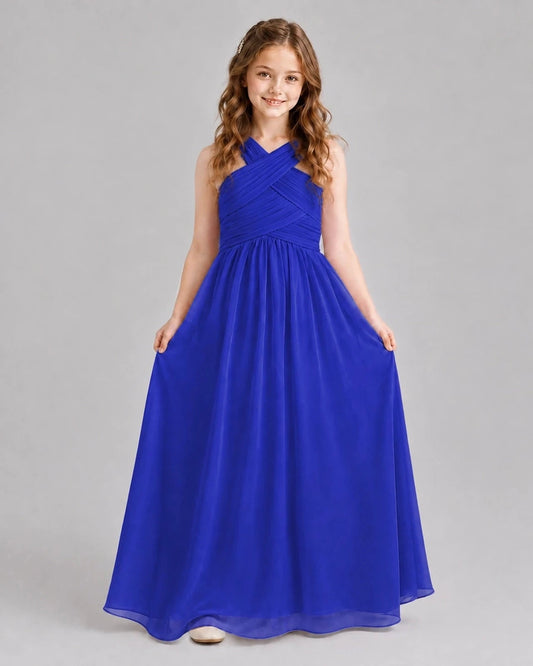 Elegant A Line Halter Sleeveless Square Back Floor Length Wedding Dress