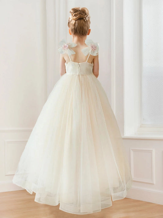 Elegant A Line V Neck Sleeveless Low Back Floor Length Pageant Dress