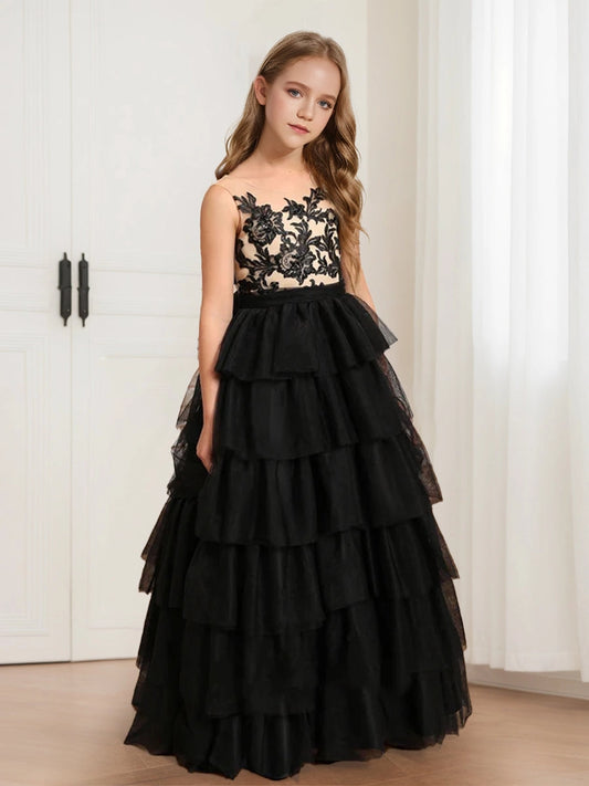 Elegant A Line Illusion Neck Off Shoulder Button Back Floor Length Formal Dress