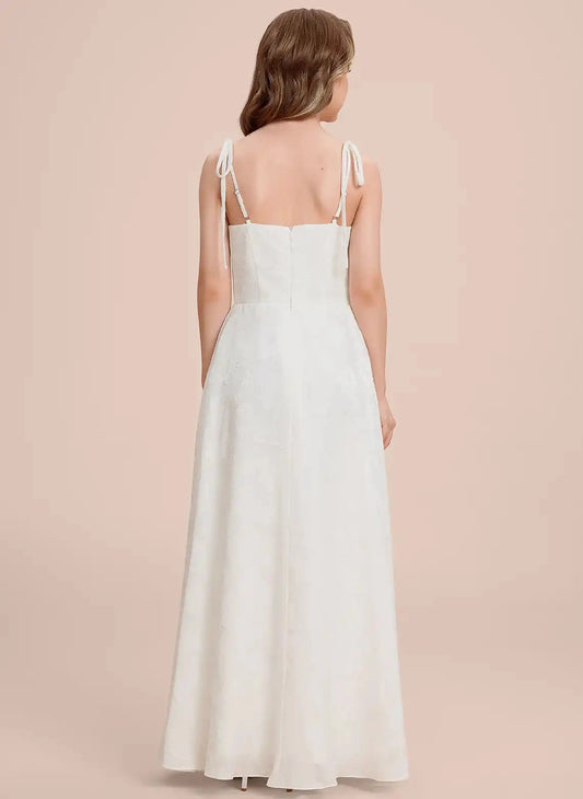 Elegant A Line Sweetheart Sleeveless Open Back Maxi Junior Bridesmaid Dress