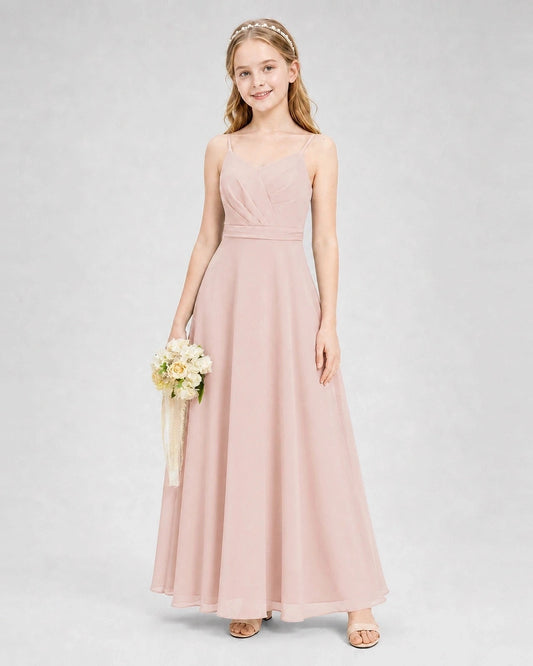 Elegant A Line V Neck Sleeveless Zip Back Maxi Bridesmaid Dress