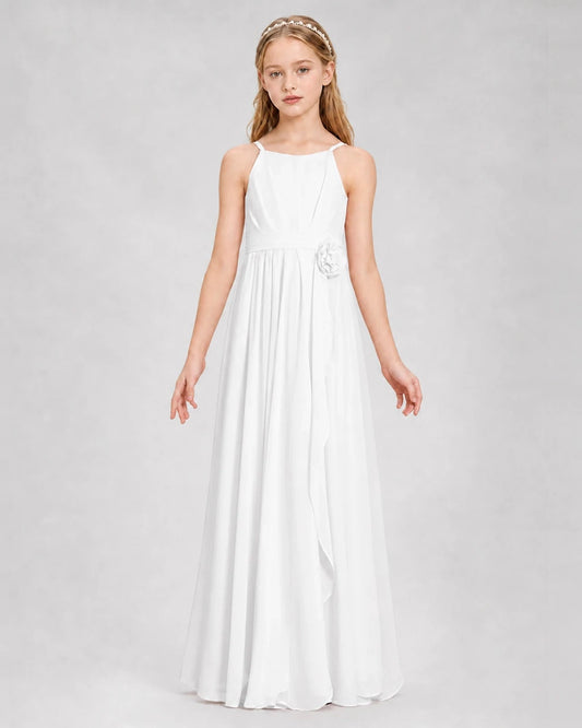Elegant A Line Scoop Neck Sleeveless Zipper Back Maxi Wedding Dress