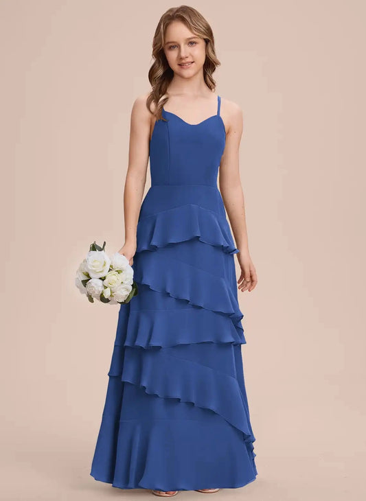 Elegant A Line Sweetheart Sleeveless Zipper Back Floor Length Junior Bridesmaid Dress