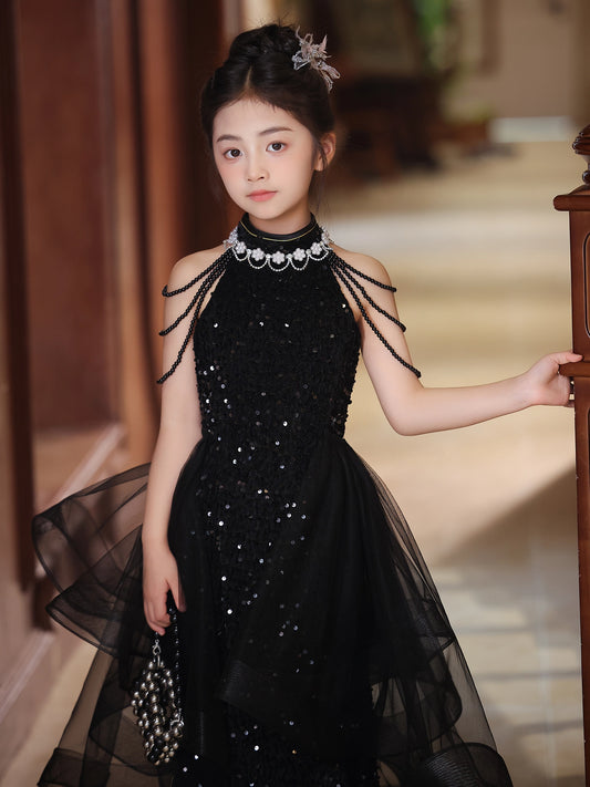 Glamorous Sheath High Neck Sleeveless Zip Back Maxi Girls Formal Dress