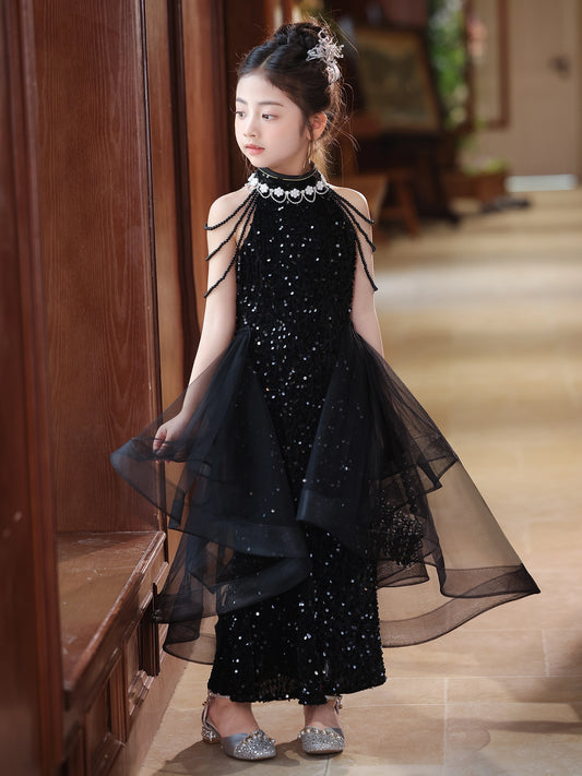Glamorous Sheath High Neck Sleeveless Zip Back Maxi Girls Formal Dress