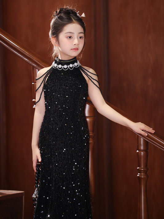 Elegant Sheath High Neck Sleeveless Closed Back Maxi Party Dress