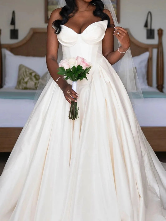 Elegant Ball Gown Sweetheart Sleeveless Structured Back Floor Length Wedding Dress