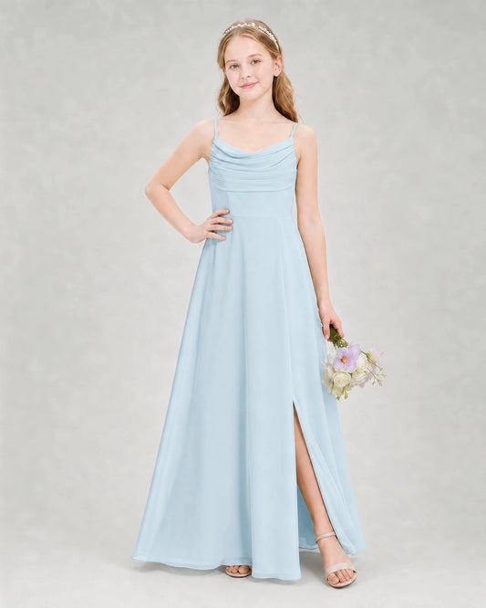 Elegant A Line Cowl Neck Sleeveless Open Back Maxi Wedding Dress