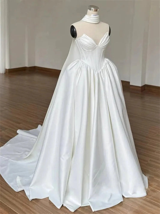 Elegant Ball Gown Sweetheart Sleeveless Corset Back Floor Length Wedding Dress