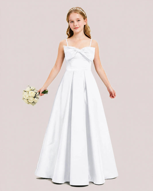 Elegant A Line Square Neck Sleeveless Zipper Back Floor Length Flower Girl Dress