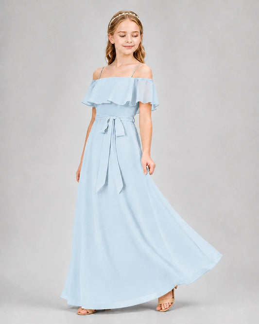 Elegant A Line Off Shoulder Ruffle Short Sleeve Zipper Maxi Wedding Dress