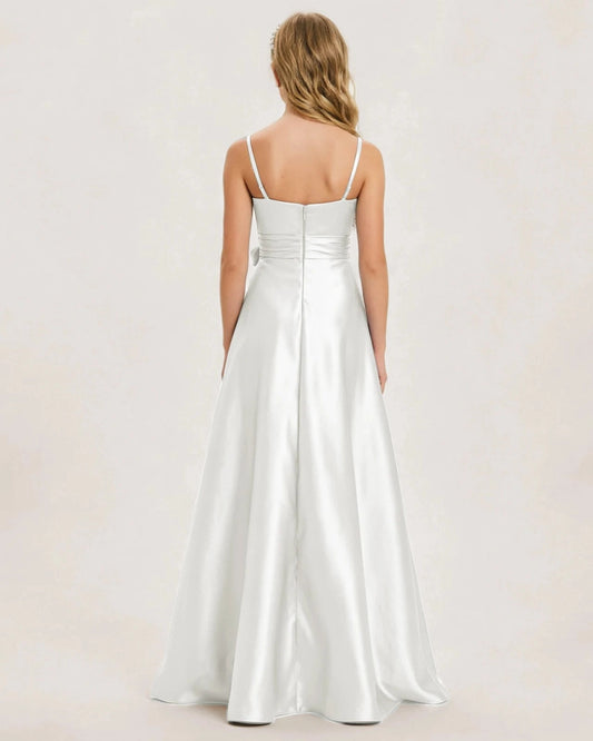 Elegant A Line Sweetheart Spaghetti Strap Zipper Back Floor Length Flower Girl Dress