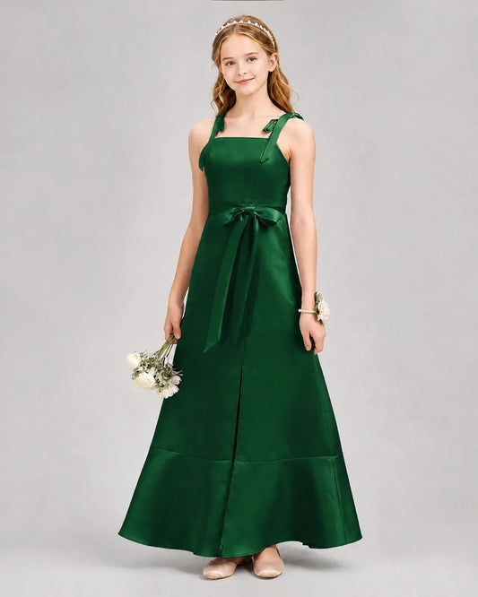 Elegant A-Line Square Neck Sleeveless Zipper Back Maxi Wedding Dress