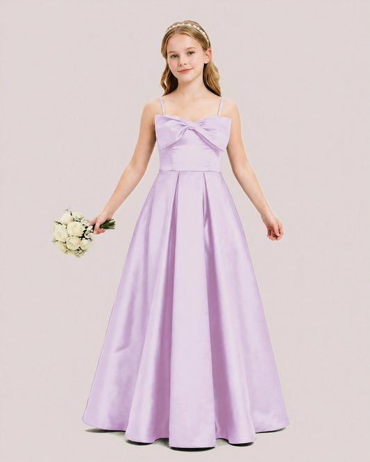 Elegant A Line Square Neck Sleeveless Zipper Back Floor Length Flower Girl Dress