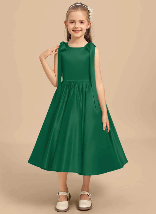 Elegant A Line Round Neck Sleeveless Zipper Back Midi First Communion Dress