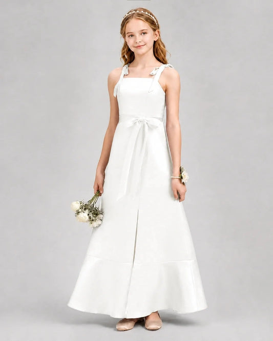 Elegant A-Line Square Neck Sleeveless Zipper Back Maxi Wedding Dress