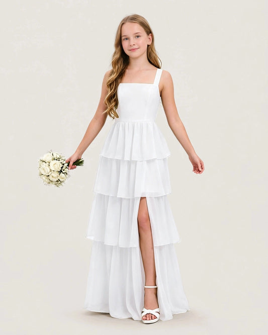 Elegant A Line Square Neck Sleeveless Zip Back Maxi Wedding Dress