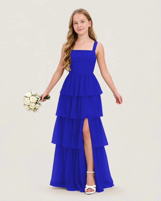 Elegant A Line Square Neck Sleeveless Zip Back Maxi Wedding Dress